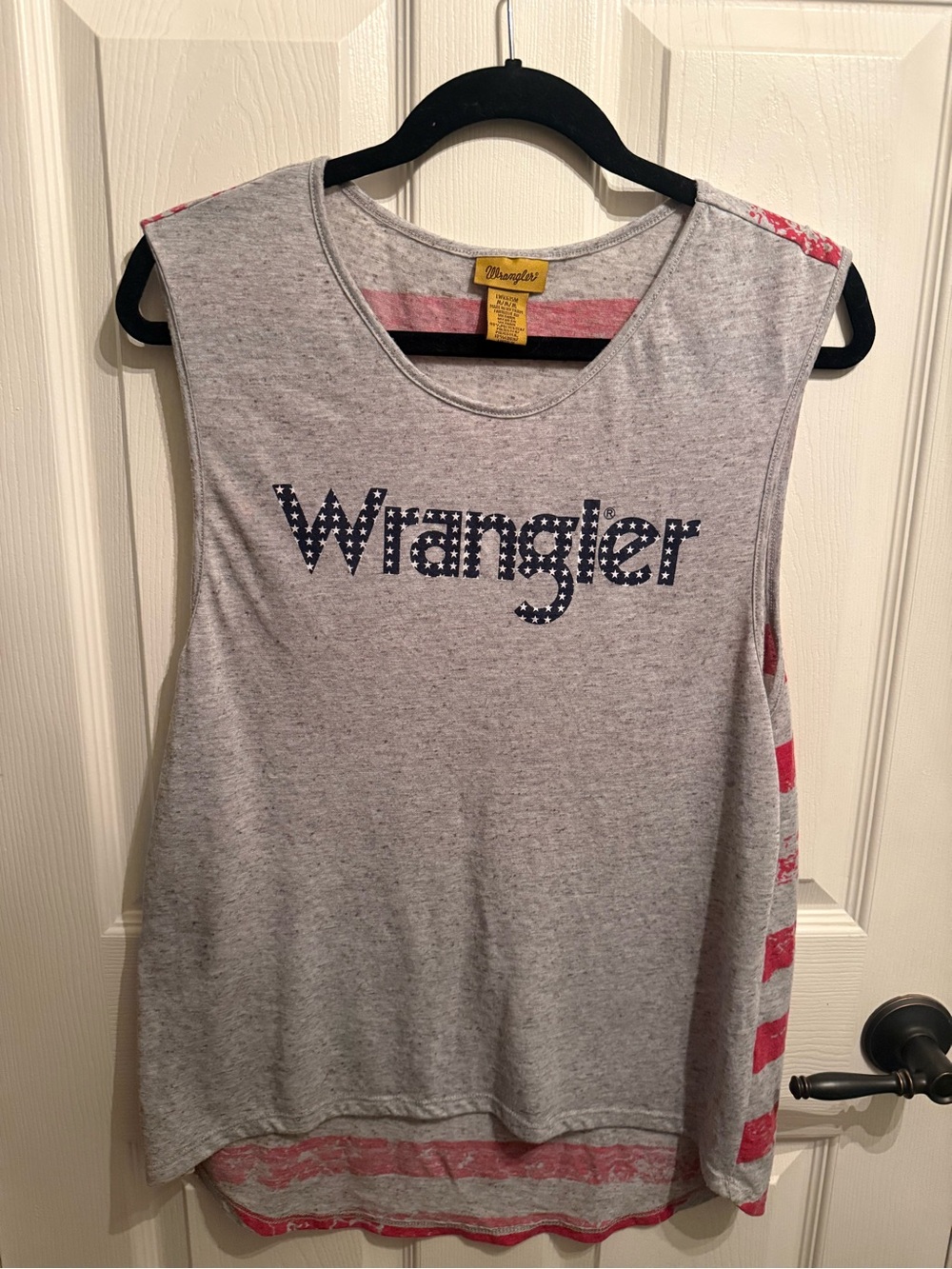 Wrangler Light Gray Tank with Pink Stripe